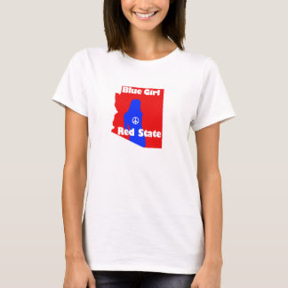 Blauw meisje in een Rode Staat - Arizona T-shirt