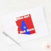 Blauw Meisje in een Rode Staat - Arizona Vierkante Sticker (Envelop)