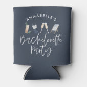 Blauw meisje-modern cocktailscript bachelorette blikjeskoeler (Voorkant)