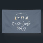 Blauw meisje-modern cocktailscript bachelorette spandoek<br><div class="desc">Navy blue summery girly modern cocktailscript bachelorette party design.</div>