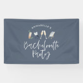 Blauw meisje-modern cocktailscript bachelorette spandoek (Horizontaal)