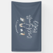 Blauw meisje-modern cocktailscript bachelorette spandoek (Verticaal)