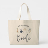 Blauw meisje-modern cocktailscript, uniek grote tote bag (Achterkant)