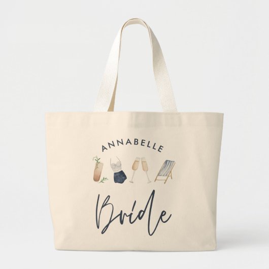 Blauw meisje-modern cocktailscript, uniek grote tote bag (Voorkant)