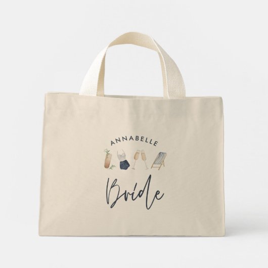 Blauw meisje-modern cocktailscript, uniek mini tote bag (Achterkant)