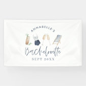 blauw meisje moderne champagne bachelorette weeken spandoek (Horizontaal)