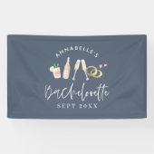 blauw meisje moderne champagne bachelorette weeken spandoek (Horizontaal)