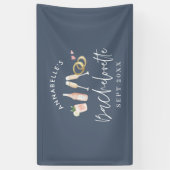 blauw meisje moderne champagne bachelorette weeken spandoek (Verticaal)