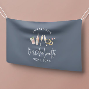 blauw meisje moderne champagne bachelorette weeken spandoek