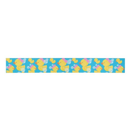 Blauw Meisje Rubber Ducky Grosgrain Lint (Voorkant)