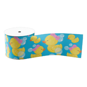 Blauw Meisje Rubber Ducky Grosgrain Lint