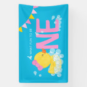 Blauw Meisje Waterverf Duck Oh Wat leuk Een Feest Spandoek (Verticaal)