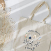 Blauw meisjesachtig modern cocktail schrift bruids tote bag