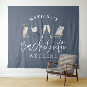 Blauw meisjesachtig modern drankje vrijgezellenfee wandkleed