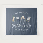 Blauw meisjesachtig modern drankje vrijgezellenwee wandkleed (Voorkant (horizontaal))