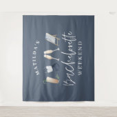 Blauw meisjesachtig modern drankje vrijgezellenwee wandkleed (Voorkant)