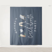 Blauw meisjesachtig moderne drankjes vrijgezellenf wandkleed (Voorkant)