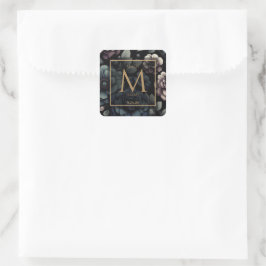 Blauw melancholische bloem vierkante sticker
