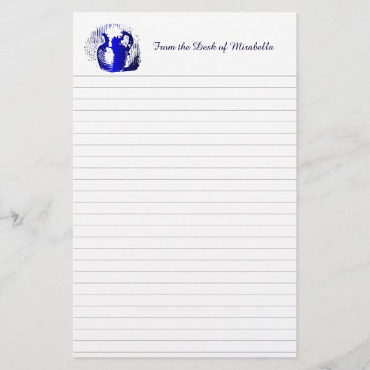 Blauw  Melkkan Custom Lined Stationery Briefpapier (Voorkant)