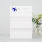 Blauw  Melkkan Custom Lined Stationery Briefpapier (Staand voorkant)