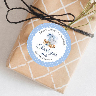 Blauw Menger Ambachtelijke Bakkerij Handgemaakt Da Ronde Sticker