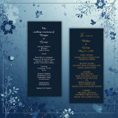Blauw menu & programma trouwkaart