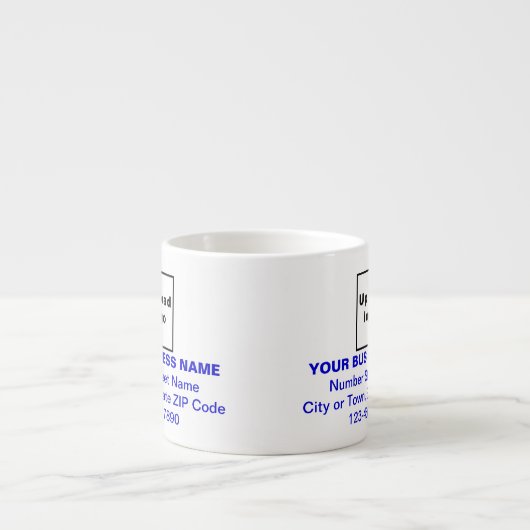 Blauw merk Teksten over de Mok van Espresso (Voorkant)