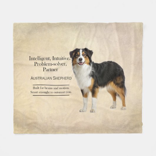 Blauw Merle Australian Shepherd Intelligentie Fleece Deken (Voorkant (Horizontaal))