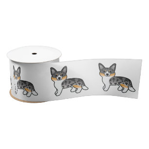 Blauw Merle Cardigan Welsh Corgi Cartoon Hond Satijnen Lint