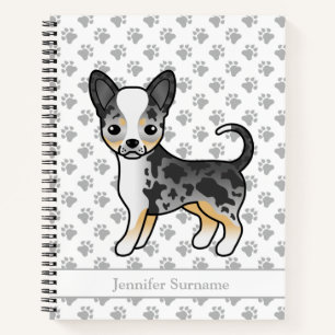 Blauw Merle Chihuahua-hond met gladde vacht & aang Notitieboek