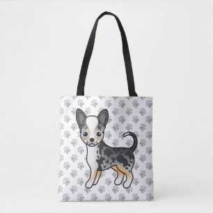Blauw Merle Chihuahua-hond met gladde vacht & pote Tote Bag