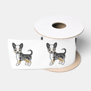Blauw Merle Chihuahua-tekenfilmhond met gladde vac Satijnen Lint