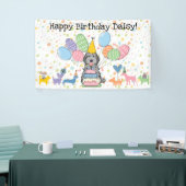 Blauw Merle Cockapoo Cavapoo Hond Verjaardagsfeest Spandoek (Beurs)