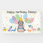 Blauw Merle Cockapoo Cavapoo Hond Verjaardagsfeest Spandoek (Horizontaal)