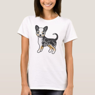 Blauw Merle Gladharige Chihuahua Cute Cartoon Hond T-shirt