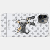 Blauw Merle Gladharige Chihuahua Hond & Naam Case-Mate iPhone Case (Achterkant (horizontaal))