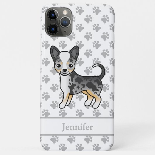 Blauw Merle Gladharige Chihuahua Hond & Naam Case-Mate iPhone Case (Achterkant)