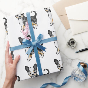 Blauw Merle Gladharige Chihuahua Mooie Hond Patroo Cadeaupapier