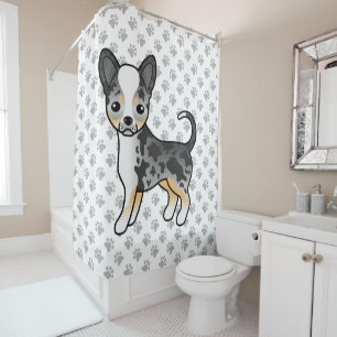 Blauw Merle Gladharige Chihuahua Mooie Hond & Poot Douchegordijn