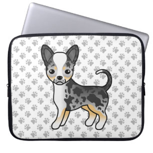Blauw Merle Gladharige Chihuahua Mooie Hond & Poot Laptop Sleeve