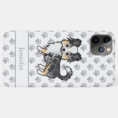 Blauw Merle Langharige Chihuahua Cartoon Hond & Na Case-Mate iPhone Case (Achterkant (horizontaal))