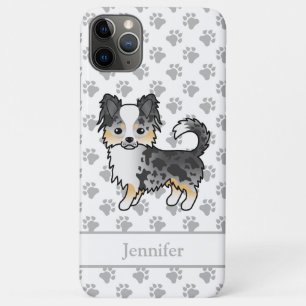 Blauw Merle Langharige Chihuahua Cartoon Hond & Na Case-Mate iPhone Case