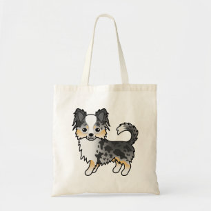 Blauw Merle Langharige Chihuahua Schattige Cartoon Tote Bag