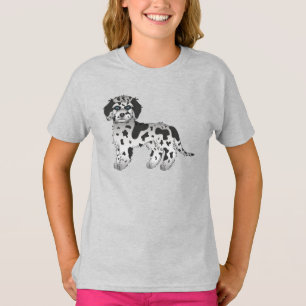 Blauw Merle Mini Goldendoodle Schattige Cartoon Ho T-shirt