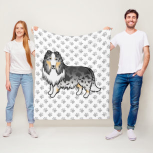 Blauw Merle Rough Collie Schattige Cartoon Hond & Fleece Deken