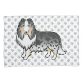 Blauw Merle Rough Collie Schattige Cartoon Hond &  Kussensloop (Voorkant-Rechts)