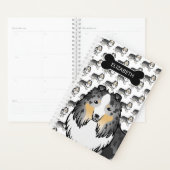 Blauw Merle Sheltie-hond met hondenbot en naam Planner (Display)