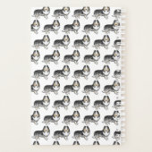 Blauw Merle Sheltie-hond met hondenbot en naam Planner (Achterkant)