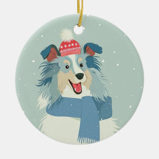 Blauw Merle Sheltie Keramisch Ornament (Voorkant)