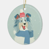 Blauw Merle Sheltie Keramisch Ornament (Links)